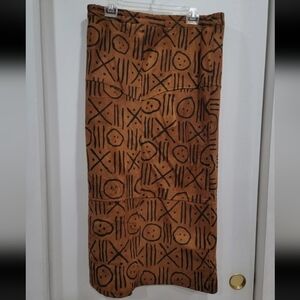 Magic Mudcloth Brown and Black Midi Pencil Skirt For Crafting
